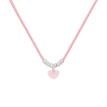 Elegant Sweet Geometric Heart Shape Arylic Rope Wholesale Pendant Necklace