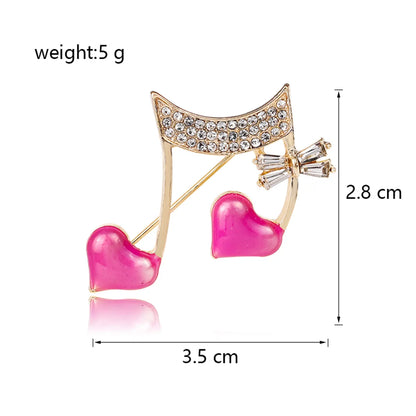 Elegant Sweet Heart Shape Notes Alloy Inlay Rhinestones Women'S Brooches