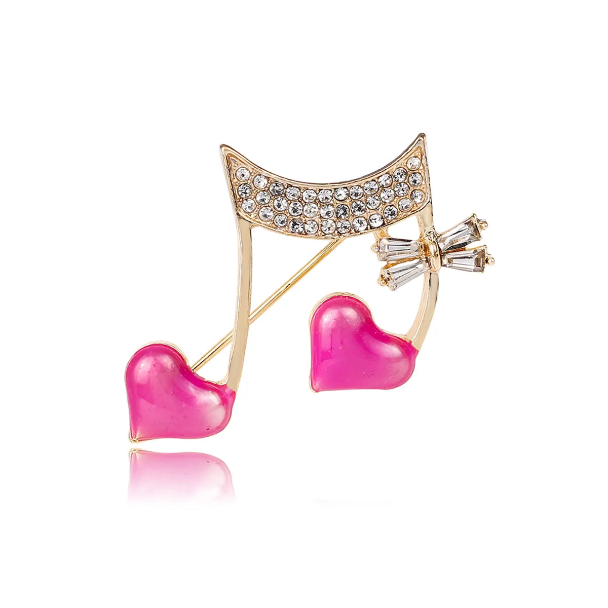 Elegant Sweet Heart Shape Notes Alloy Inlay Rhinestones Women'S Brooches