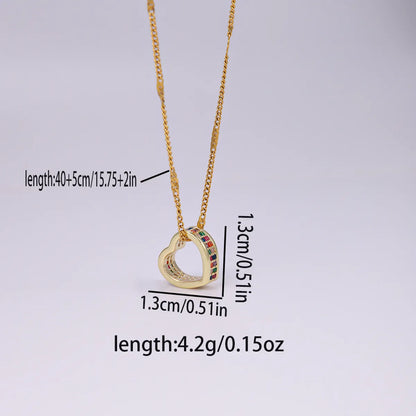 Elegant Sweet Heart Shape Stainless Steel Copper Plating Inlay Zircon 18k Gold Plated Pendant Necklace