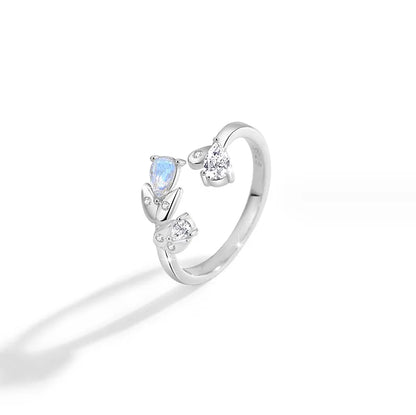 Elegant Sweet Heart Shape Sterling Silver Plating Inlay Zircon Rose Gold Plated White Gold Plated Open Rings