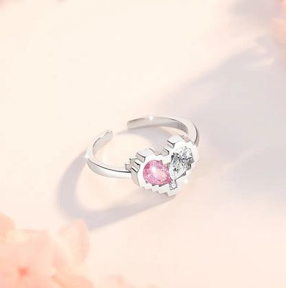 Elegant Sweet Heart Shape Sterling Silver Plating Inlay Zircon Rose Gold Plated White Gold Plated Open Rings