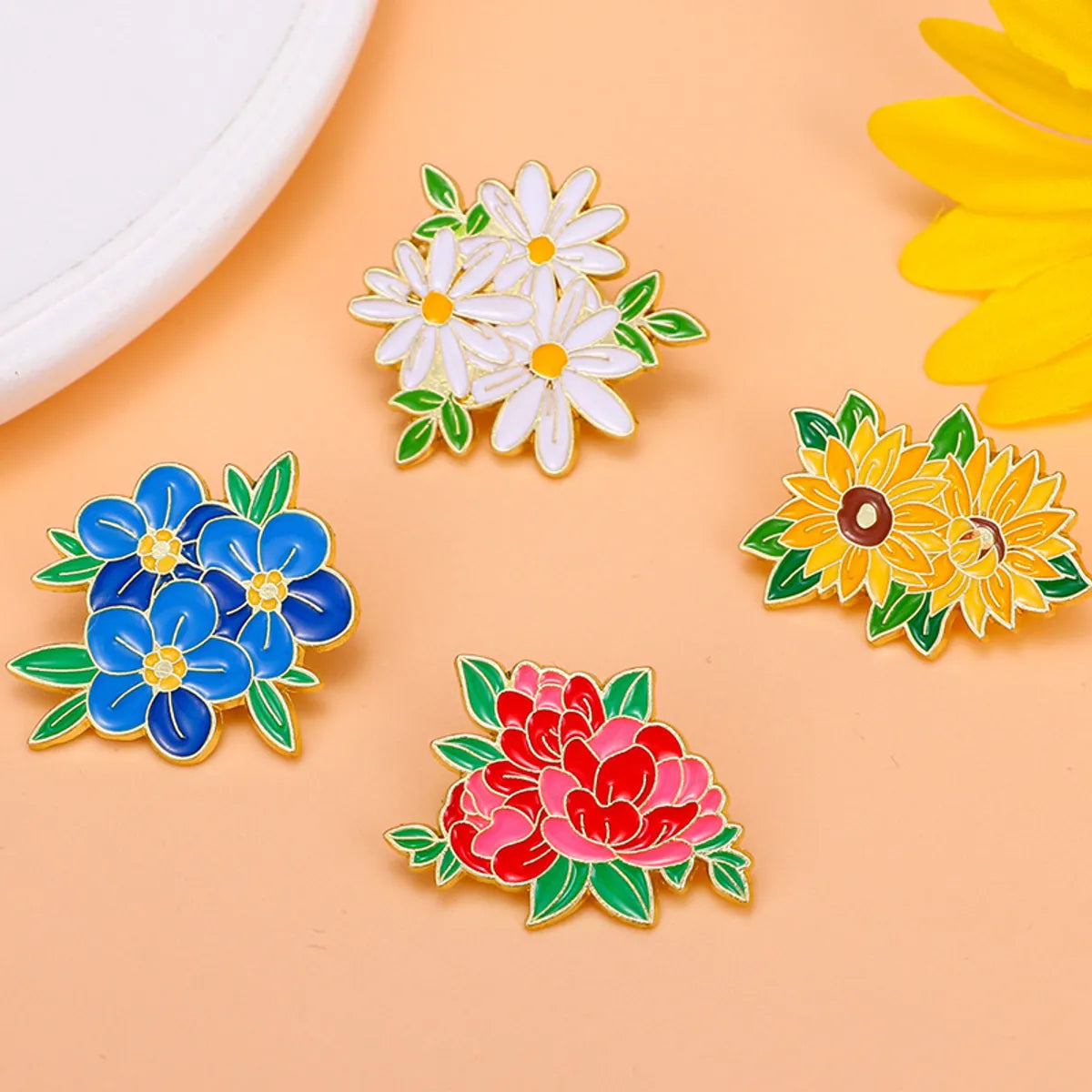 Elegant Sweet Pastoral Flower Alloy Stamping Stoving Varnish Plating Women'S Corsage Brooches Collar Pin