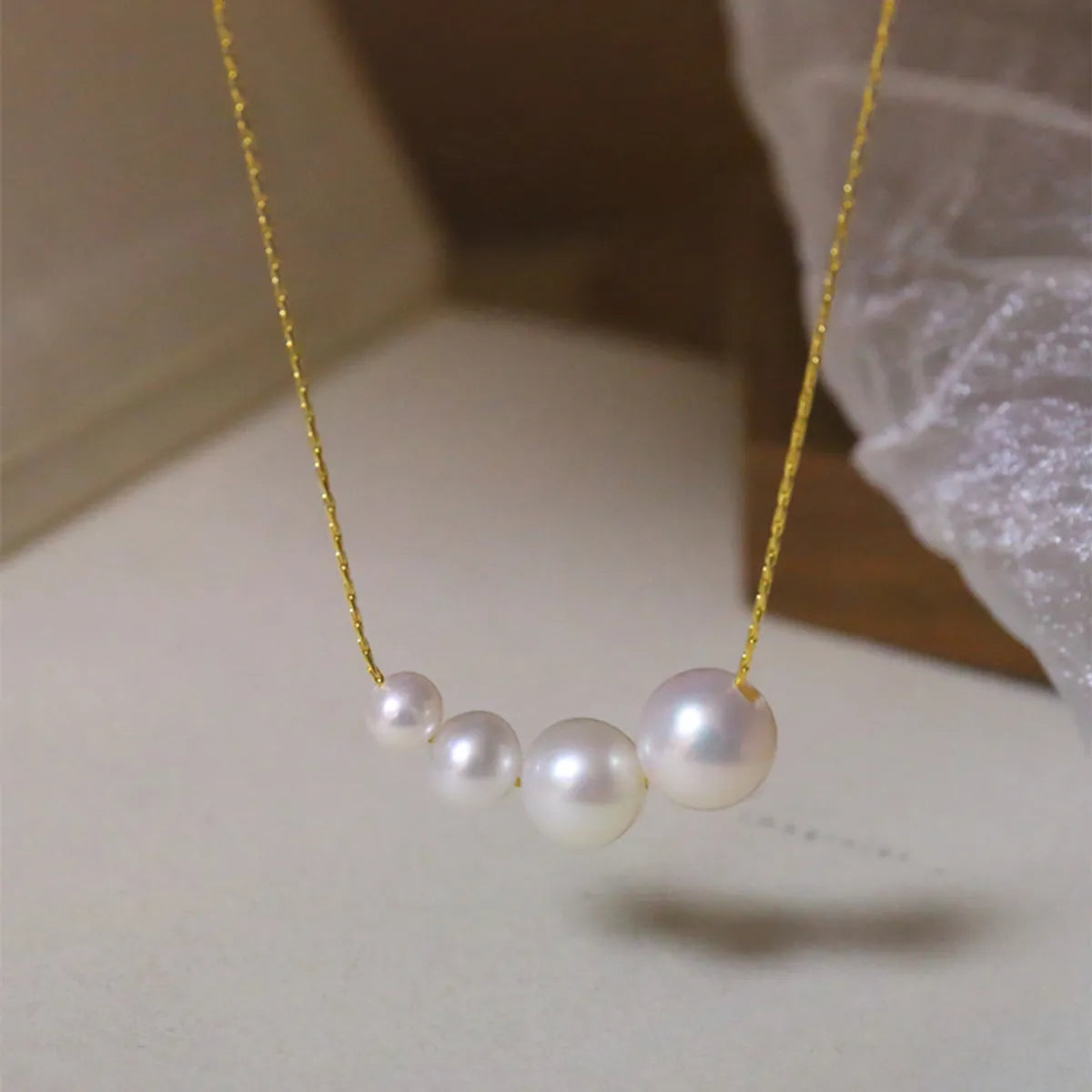 Elegant Sweet Round Titanium Steel Pearl Plating Necklace