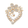 Elegant Sweet Shiny Heart Shape Flower Alloy Inlay Rhinestones Pearl Women'S Brooches