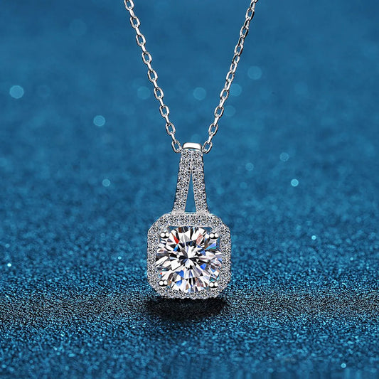 Elegant Sweet Solid Color Sterling Silver Plating Inlay Zircon White Gold Plated Pendant Necklace