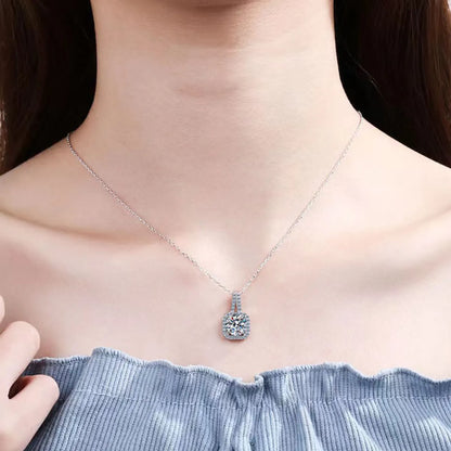 Elegant Sweet Solid Color Sterling Silver Plating Inlay Zircon White Gold Plated Pendant Necklace