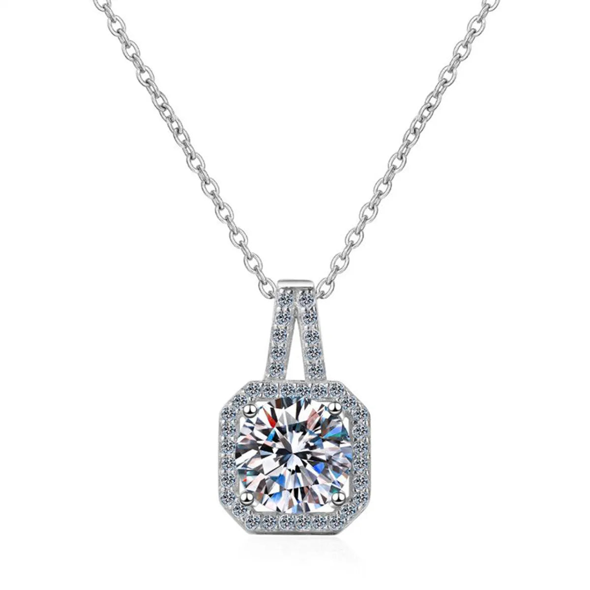 Elegant Sweet Solid Color Sterling Silver Plating Inlay Zircon White Gold Plated Pendant Necklace