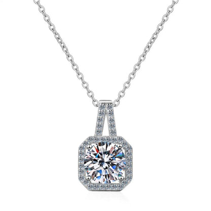 Elegant Sweet Solid Color Sterling Silver Plating Inlay Zircon White Gold Plated Pendant Necklace