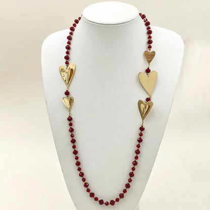 Elegant Sweet Streetwear Heart Shape 14K Gold Plated 304 Stainless Steel Beaded Wholesale Necklace