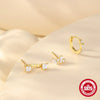 Elegant Threepiece Set Of S925 Silver Flower Earrings With Geometric Design And Zircon Treatment