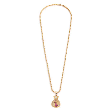 Elegant Vase Stainless Steel Copper 18k Gold Plated Zircon Pendant Necklace In Bulk