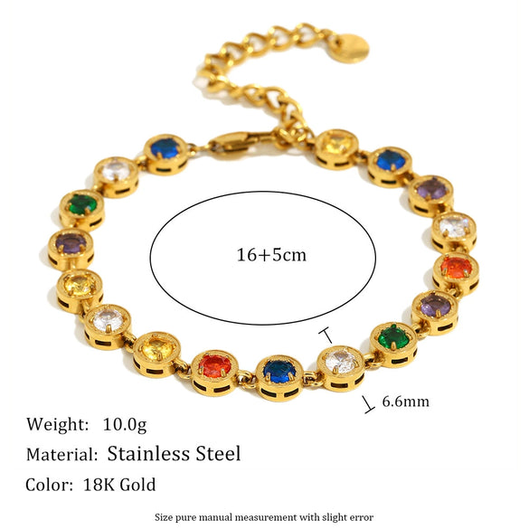 Elegant Versatile Jewelry Stainless Steel Plated 18K Gold Color Geometric Zirconium Necklace Bracelet For Women Electroplated