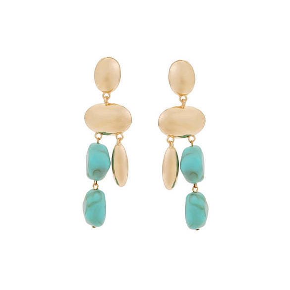Elegant Versatile Light Purple Irregular Resin Tassel Flower Earrings With Zinc Alloy And Enamel Geometric Splicing Long Design