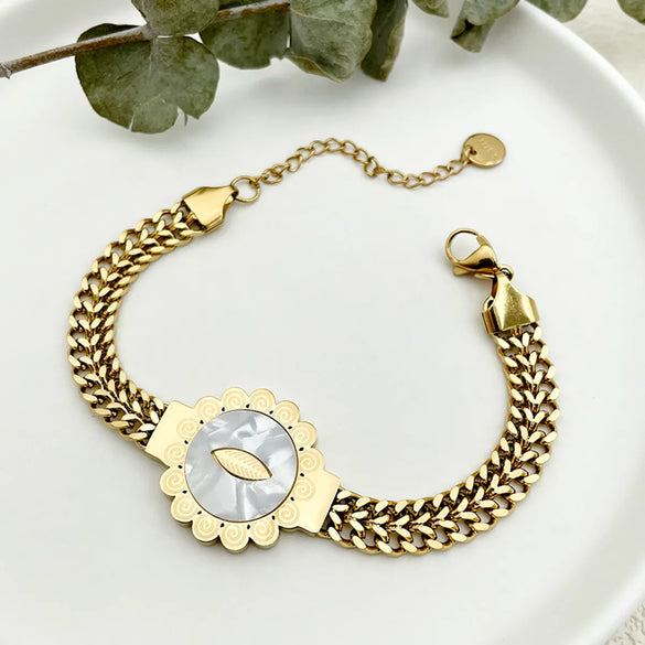 Elegant Vintage Style Classic Style Sun Devil'S Eye 304 Stainless Steel 14K Gold Plated Bracelets In Bulk