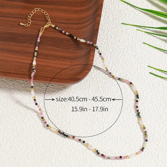 Elegant Vintage Style French Style Irregular Round 18K Gold Plated Natural Stone Freshwater Pearl Titanium Steel Wholesale Necklace