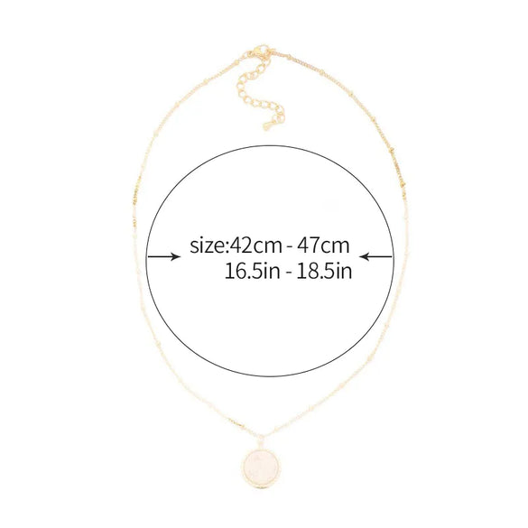 Elegant Vintage Style French Style Round Natural Stone Titanium Steel 18K Gold Plated Natural Stone Necklace In Bulk