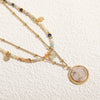 Elegant Vintage Style French Style Round Natural Stone Titanium Steel 18K Gold Plated Natural Stone Necklace In Bulk