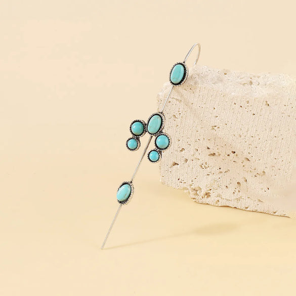 Elegant Vintage Style Streetwear Flower Three-dimensional Inlay Alloy Turquoise Ear Studs