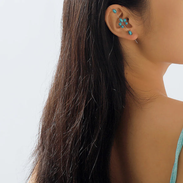 Elegant Vintage Style Streetwear Flower Three-dimensional Inlay Alloy Turquoise Ear Studs