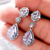 Elegant Water Drop Zircon Earrings Copper Material