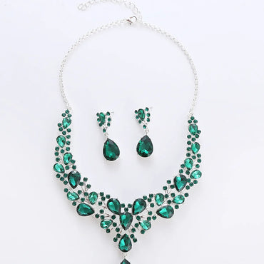 Elegant Water Droplets Alloy Inlay Zircon Women'S Jewelry Set