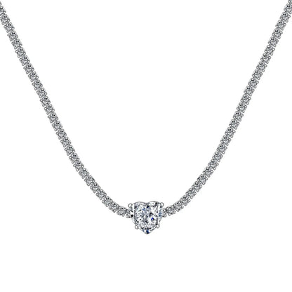 Elegant Water Droplets Heart Shape Flower Sterling Silver Zircon Solitaire Necklace Necklace In Bulk