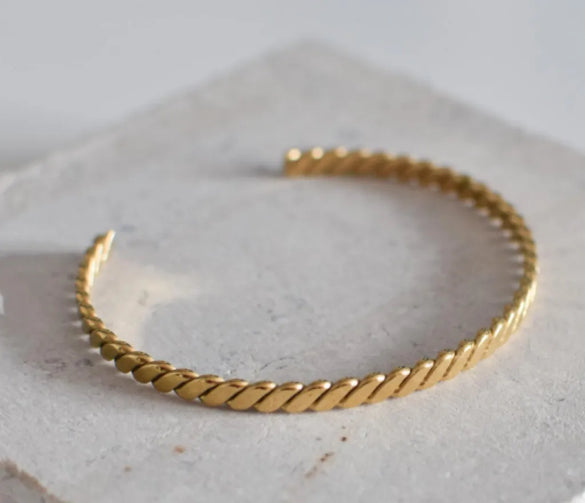 Elegant Wedding Classic Style Hexagram Twist 304 Stainless Steel 18K Gold Plated Artificial Diamond Bangle In Bulk