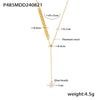 Elegant Wheat Ear Imitation Pearl Adjustable Pendant Necklace Titanium Steel 18K Gold Plated Tassel Clavicle Chain For Women Geometric Style Electroplated