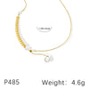 Elegant Wheat Ear Imitation Pearl Adjustable Pendant Necklace Titanium Steel 18K Gold Plated Tassel Clavicle Chain For Women Geometric Style Electroplated