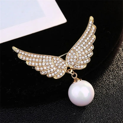 Elegant Wings Alloy Pearl Rhinestones Women'S Brooches