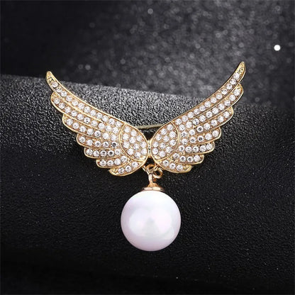 Elegant Wings Alloy Pearl Rhinestones Women'S Brooches