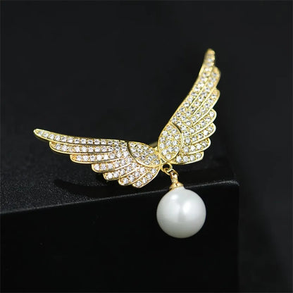 Elegant Wings Alloy Pearl Rhinestones Women'S Brooches