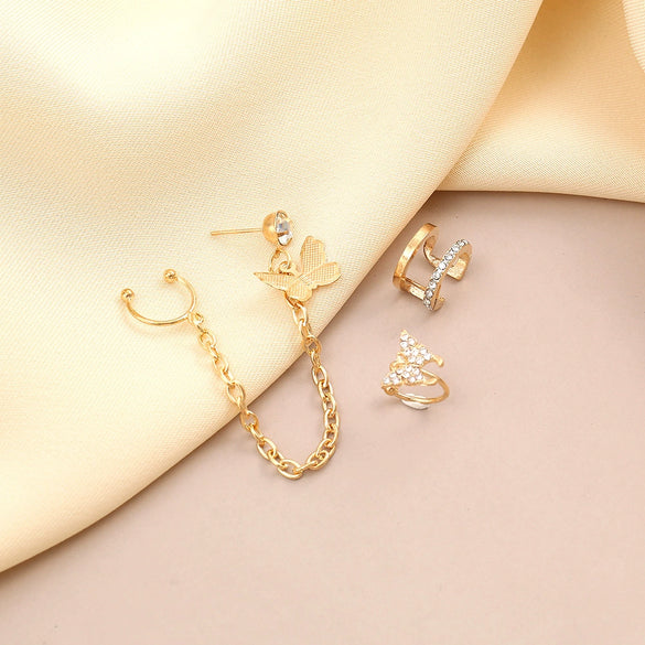 Elegant Women's Alloy Butterfly Ear Clip Set