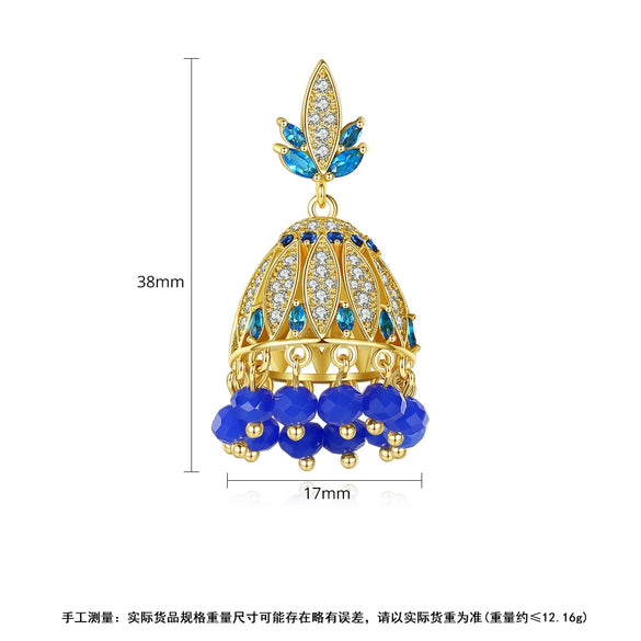 Elegant Women's Copper Geometric Bell Pearl Tassel Earrings With Electroplated Finish