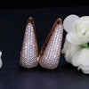 Elegant Women's Copper U Shaped Earrings With Inlaid Zircon Gold Tone Gem Set Fashion Jewelry