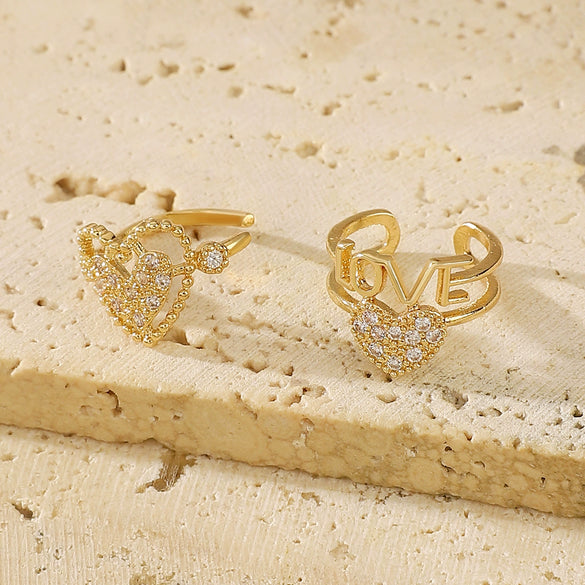 Elegant Women's Ear Clip Without Ear Holes Copper Inlaid Zircon Heart Shaped Multi Layer Ear Clip With Electroplating