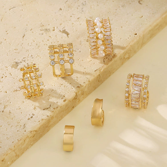 Elegant Women's Ear Clip Without Ear Holes Copper Inlaid Zircon Heart Shaped Multi Layer Ear Clip With Electroplating