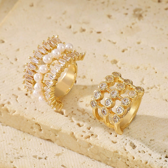 Elegant Women's Ear Clip Without Ear Holes Copper Inlaid Zircon Heart Shaped Multi Layer Ear Clip With Electroplating