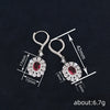 Elegant Women's French Style Copper Earrings With Oval Flower And Geometric Pattern Inlaid Zircon