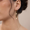 Elegant Women's Geometric Stainless Steel Tassel Earrings With Natural Stone Detail And Pierced Stud Design