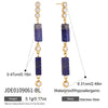 Elegant Women's Geometric Stainless Steel Tassel Earrings With Natural Stone Detail And Pierced Stud Design