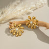 Elegant Women's Stainless Steel Geometric Earrings With Pearl Flowers Fireworks Design Electroplated For Banquet Party