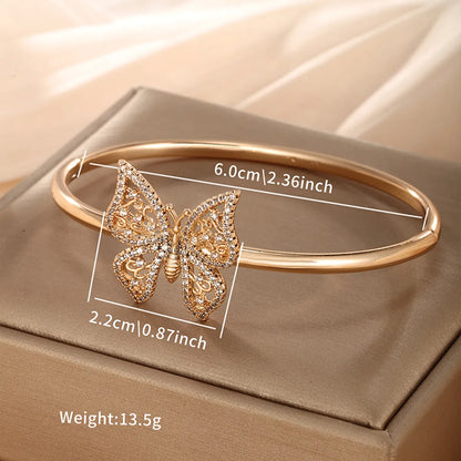 Elegant Xuping Butterfly Alloy Plating Inlay Artificial Diamond 18k Gold Plated Women's Bangle