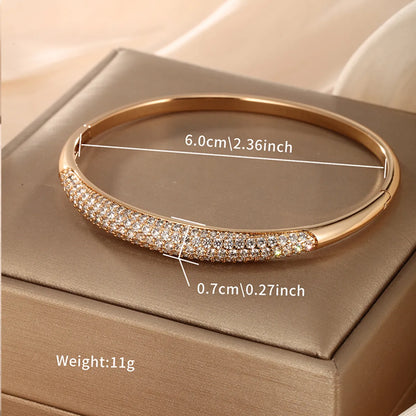 Elegant Xuping Simple Style Round Alloy Plating Inlay Artificial Diamond 18k Gold Plated Women's Bangle