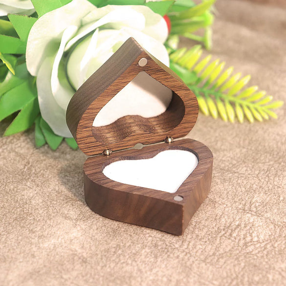 Embossed Love Black Walnut Solid Wood Ring Box Proposal Ring Gift Box Wooden Jewelry Storage Box For Women