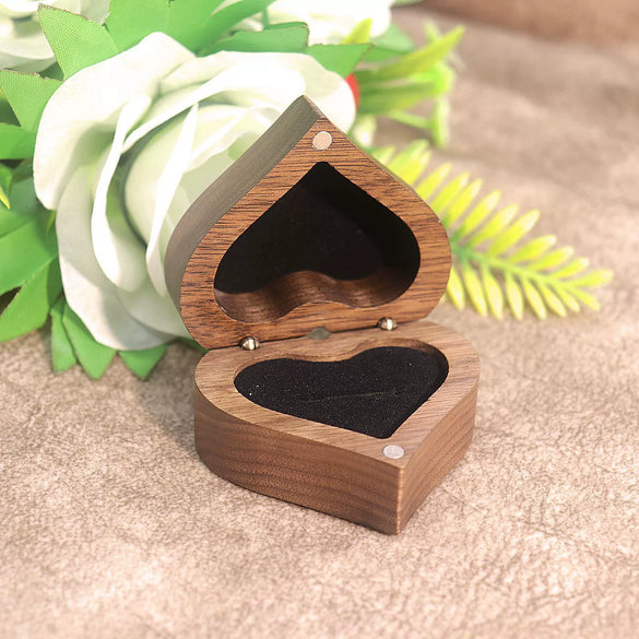 Embossed Love Black Walnut Solid Wood Ring Box Proposal Ring Gift Box Wooden Jewelry Storage Box For Women