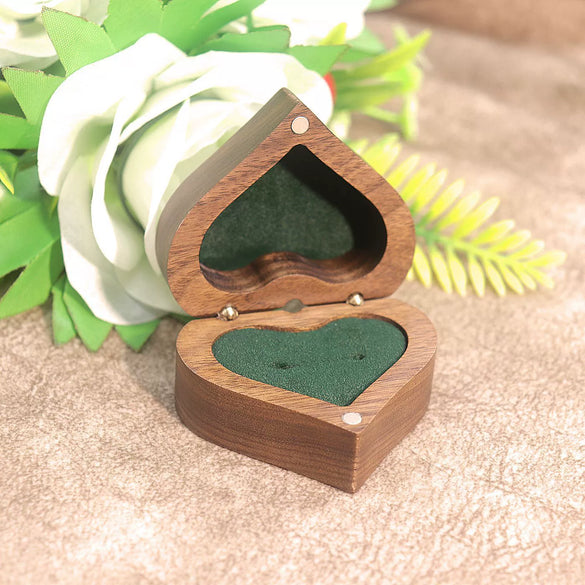 Embossed Love Black Walnut Solid Wood Ring Box Proposal Ring Gift Box Wooden Jewelry Storage Box For Women