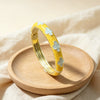 Enamel Clover Open Bangle Bracelets For Children Macaron Color Fresh Floral Jewelry Accessories With Plated Finish Wholesale