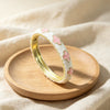 Enamel Clover Open Bangle Bracelets For Children Macaron Color Fresh Floral Jewelry Accessories With Plated Finish Wholesale